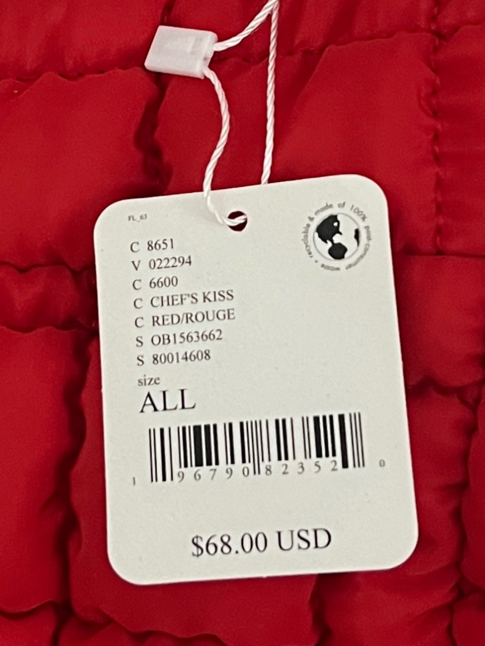 NWT Authentic FP Movement Quilted Carryall Bag - Chef's Kiss Red - Picture 13 of 13